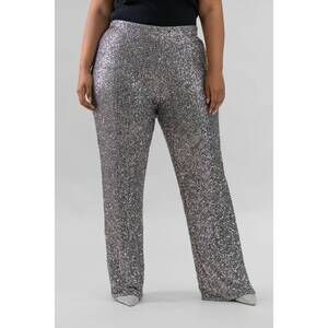 NEW NEVER FULLY DRESSED freddie sequin trousers in gunmetal sequin